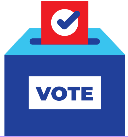 Ballot box illustration accompanying voter information.