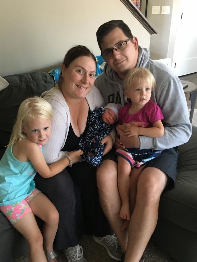 Leah Shirey and her family welcoming their new baby home last week. 