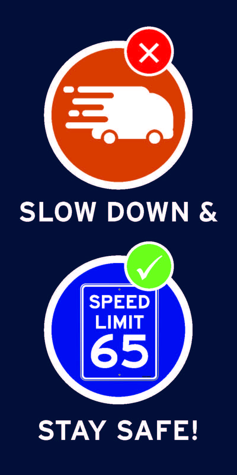 mage encouraging drivers to drive safely in the express lanes.