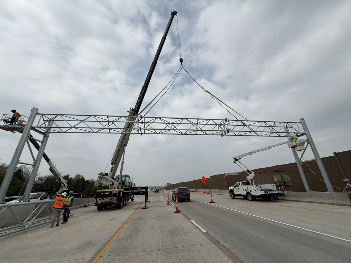 Tolling gantry installation on 69Express in April 2025. 
