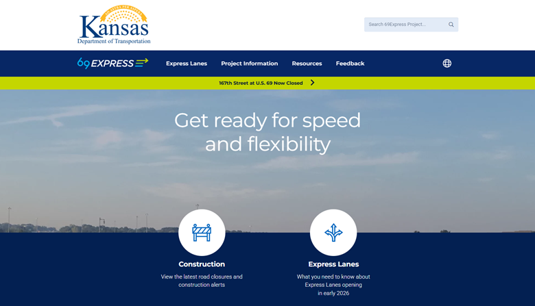 Screenshot of the new 69Express.org website home page