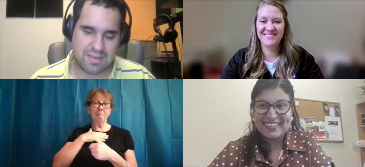 Screenshot from a webinar featuring four presenters participating in a virtual discussion on accessible. Each presenter appears in a separate video window during the online presentation.