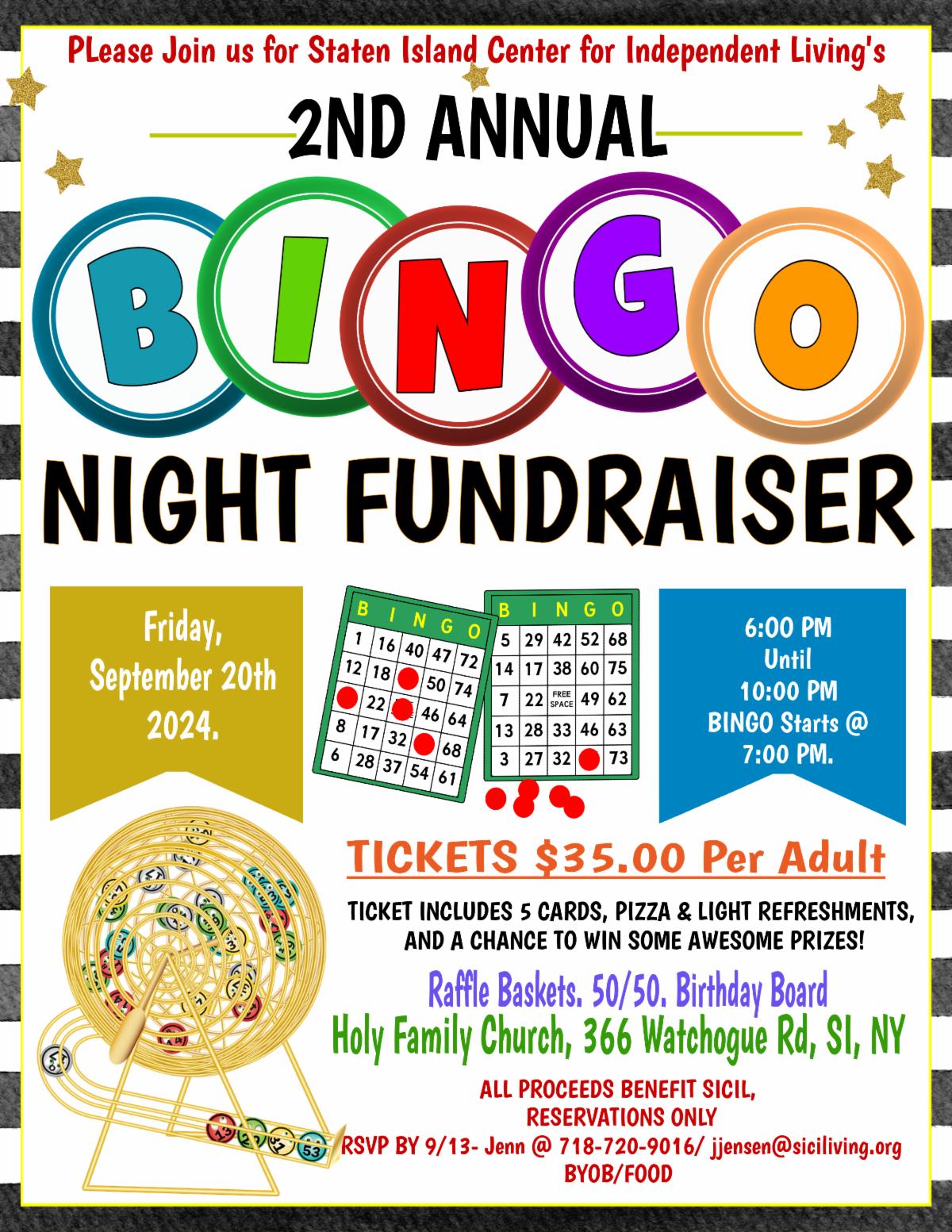 2nd Annual Bingo Event Flyer is all the event details