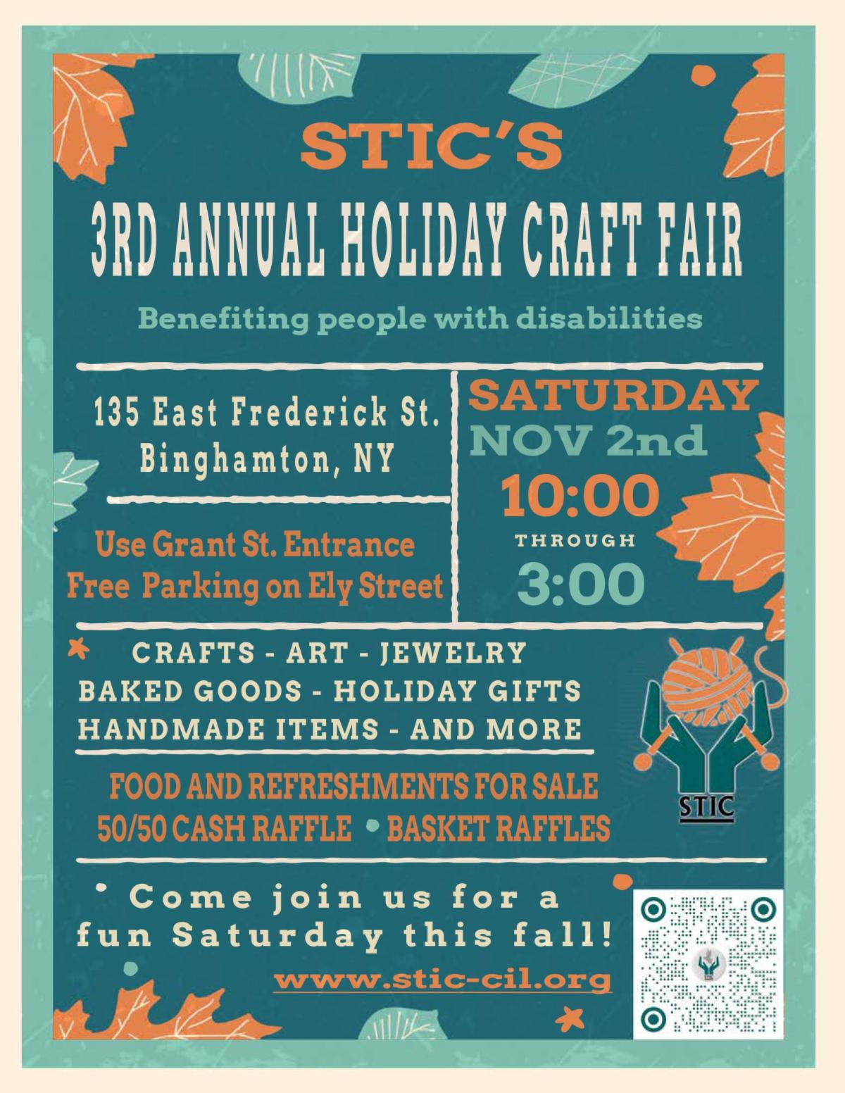 3rd Annual Holiday Craft Fair fall themed flyer promoting the event and all of its details.