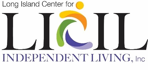 Long Island Center for Independent Living logo. The logo is the acronym LICIL. The letter C is a color dancing person icon. The text above and below the letters is the organizations name 