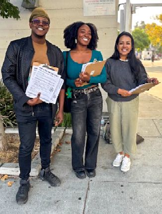 Members of PAC’s Youth Justice team exiting Berkeley High School. 