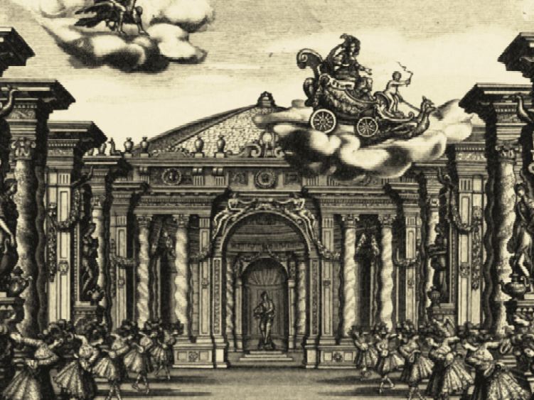 Drawing of an old, fancy stone building