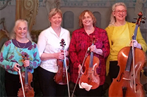 Temescal String Quartet holding instruments