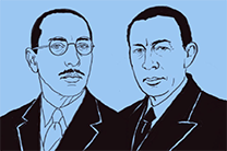 Line drawings of Stravinsky and Rachmaninoff