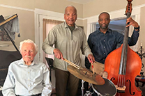 Drawing of a woman with an axe in a puddle of blood