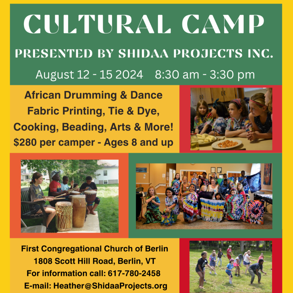 The poster for this event, in bright yellow, green, orange, and red 