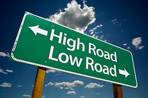 High Road Low Road Sign