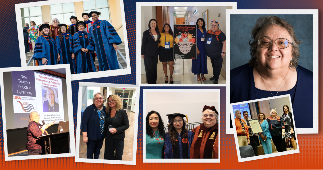 A collage of photos of Belinda Bustos Flores