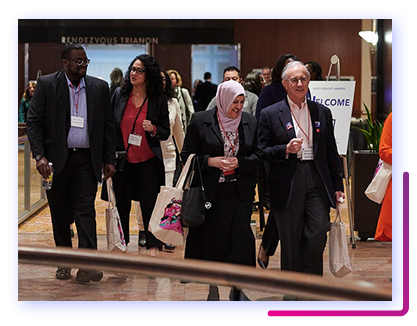 2022 Catalyst Awards attendees walking in the lobby of the ﻿New York Hilton Midtown.