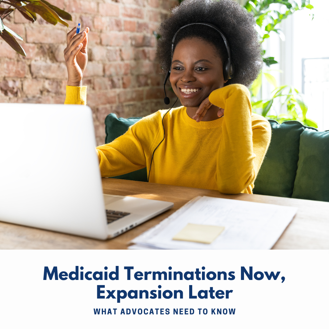 Portrait of young smiling woman taking part in webinar in home office