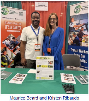 Maurice Beard and Kristen Ribaudo at the TWC exhibit booth during the SWTA Conference