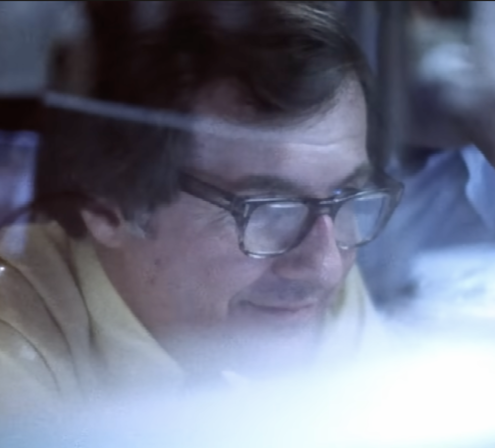 Viking mission leader in JPL mission control watches his monitor on July 20, 1976