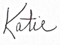 The handwritten name Katie