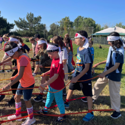 Children playing a game at Field Day