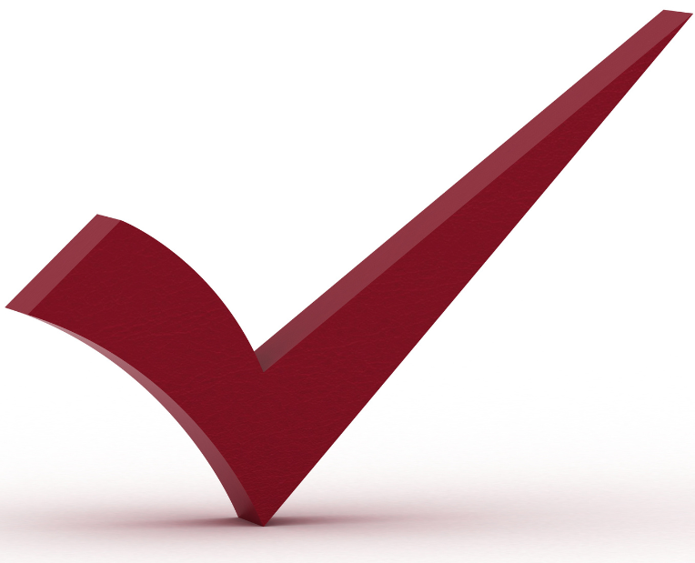 A red checkmark