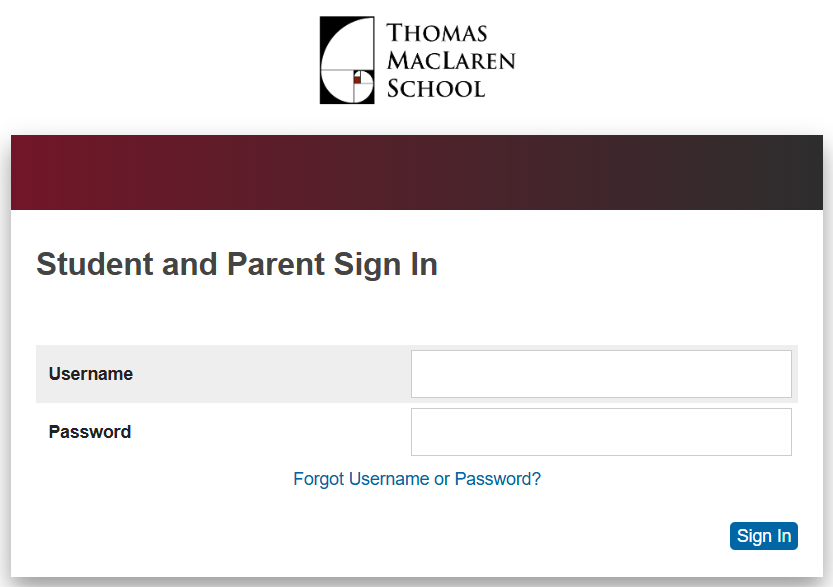 Screenshot of PowerSchool login screen