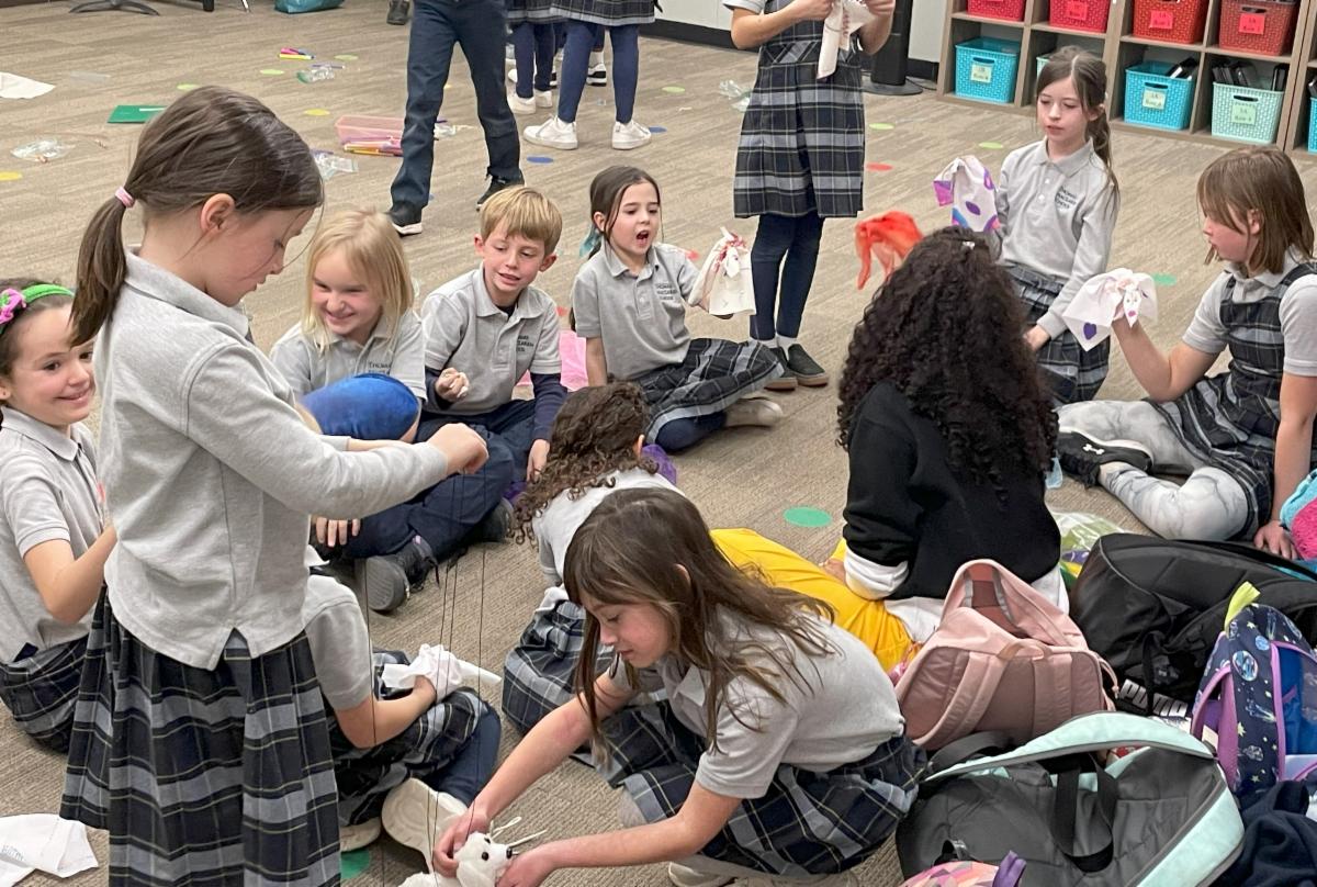 Lower School thespian club group of children