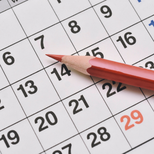 Calendar page with pencil