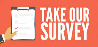 Hand holding clipboard with words _Take Our Survey_