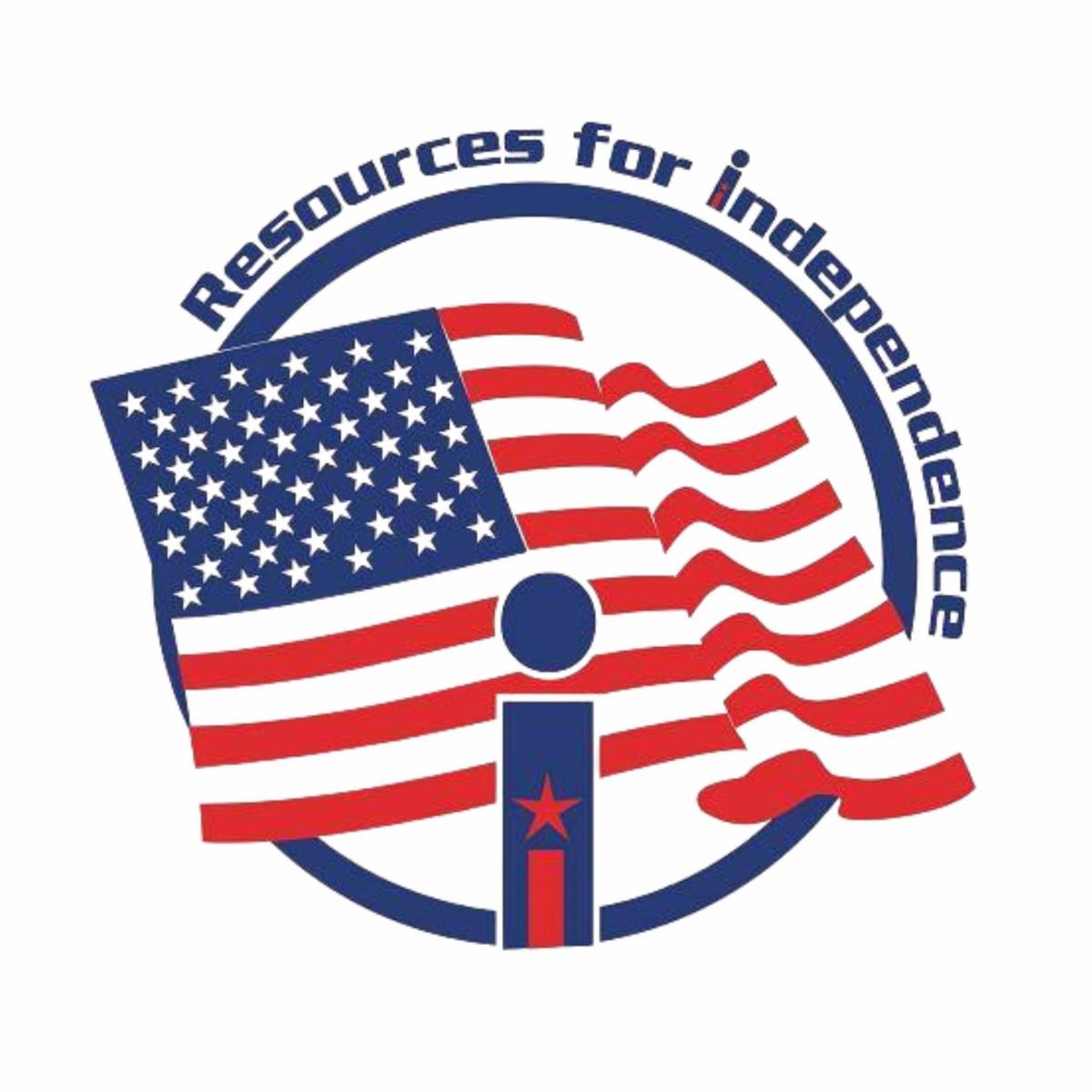 Resources for Independence logo with US flag.  Big blue _i_ with red star inside.