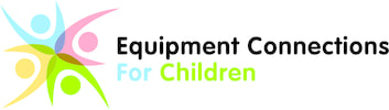 Equipment Connections for Children logo_ multicolor cartoon people with hands raised in a circle.