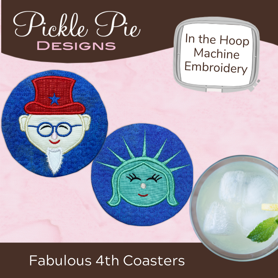 Ad Graphic Fabulous Fourth Coasters  In the Hoop Embroidery Machine Design.png
