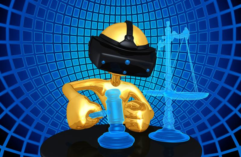 VR Law Legal Concept With The Original 3D Character Illustration