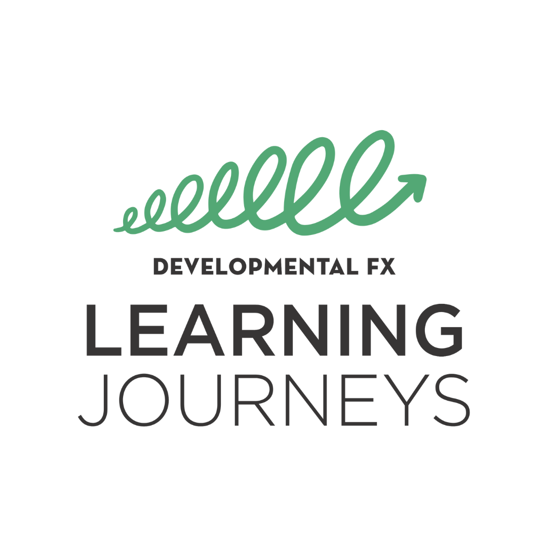 Developmental FX Learning Journeys is written in black text with an upward green spiral above it