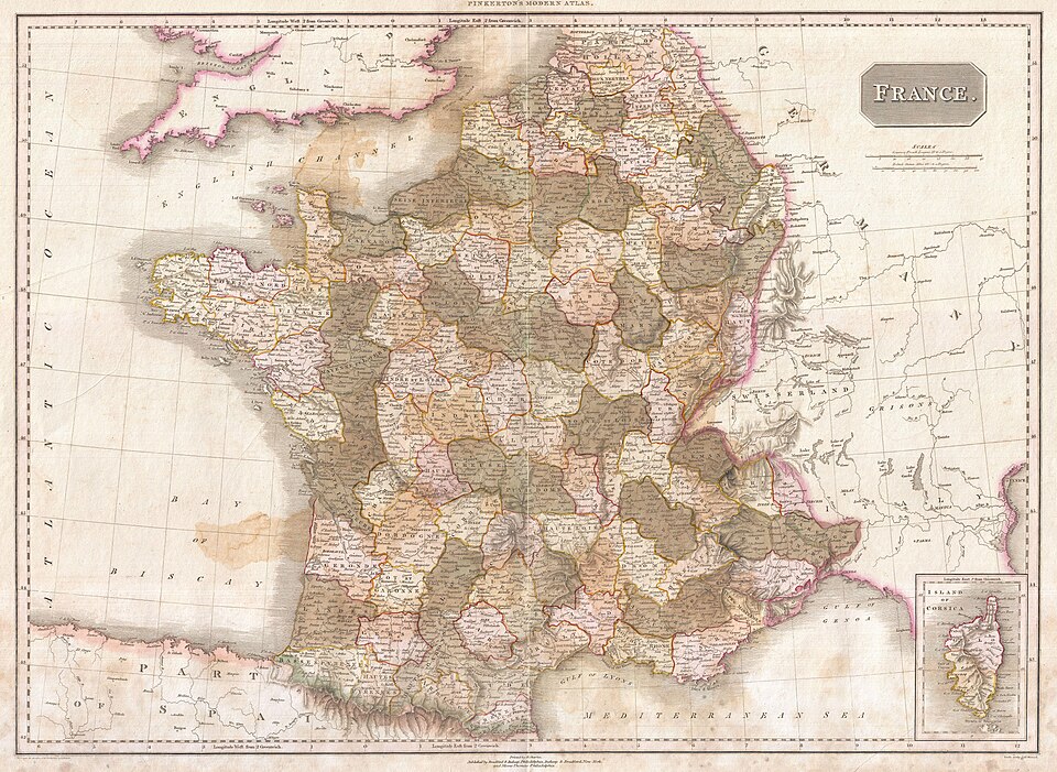 1818 map of France