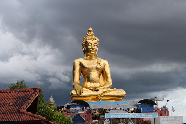 a golden Buddha statue near the Golden Triangle where Burma Laos and Thailand meet