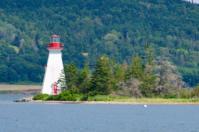 a lighthouse in Baddeck Nova Scotia Canada