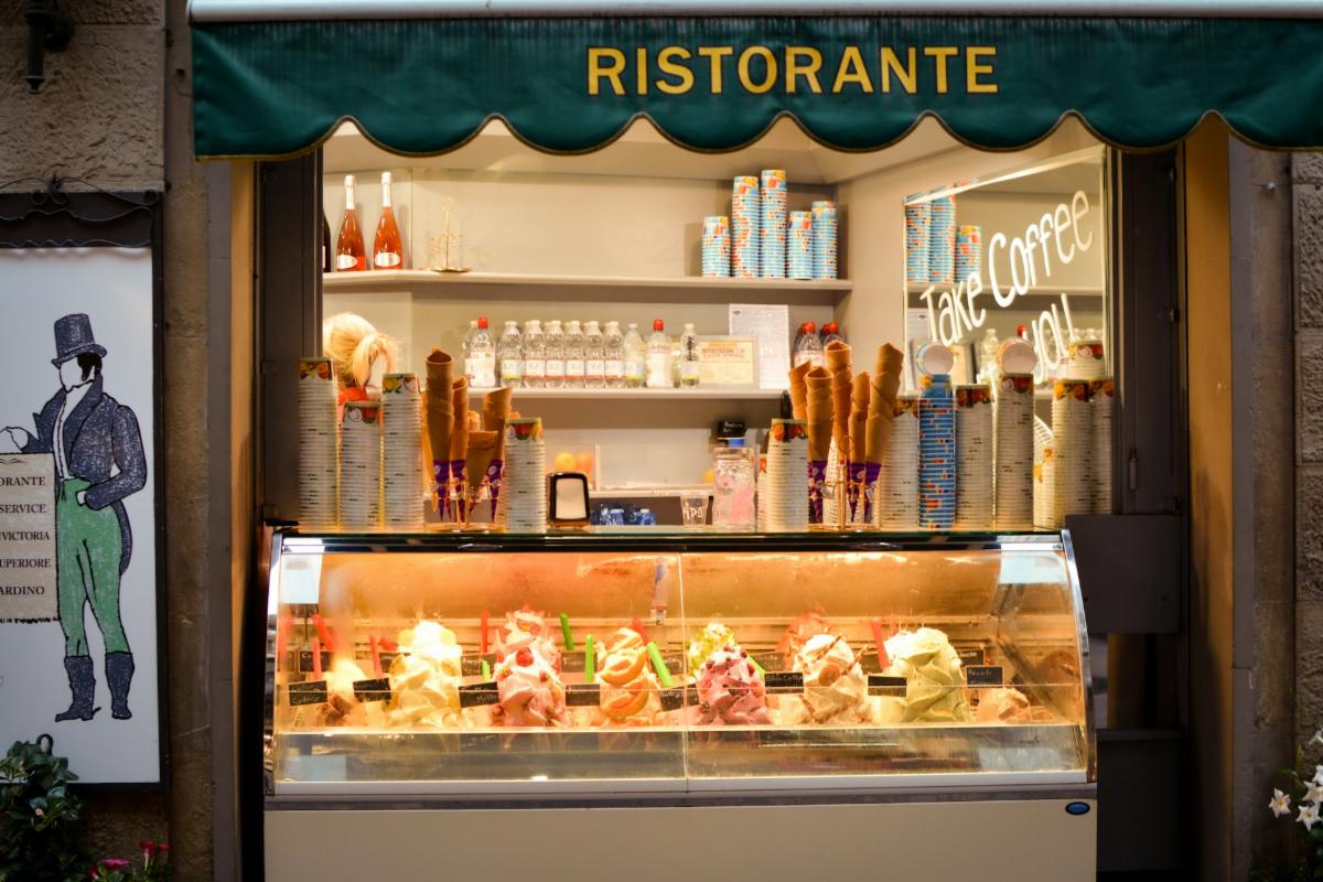 a gelato store in Italy
