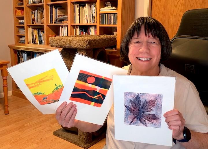 Cris Guenter with monotype prints