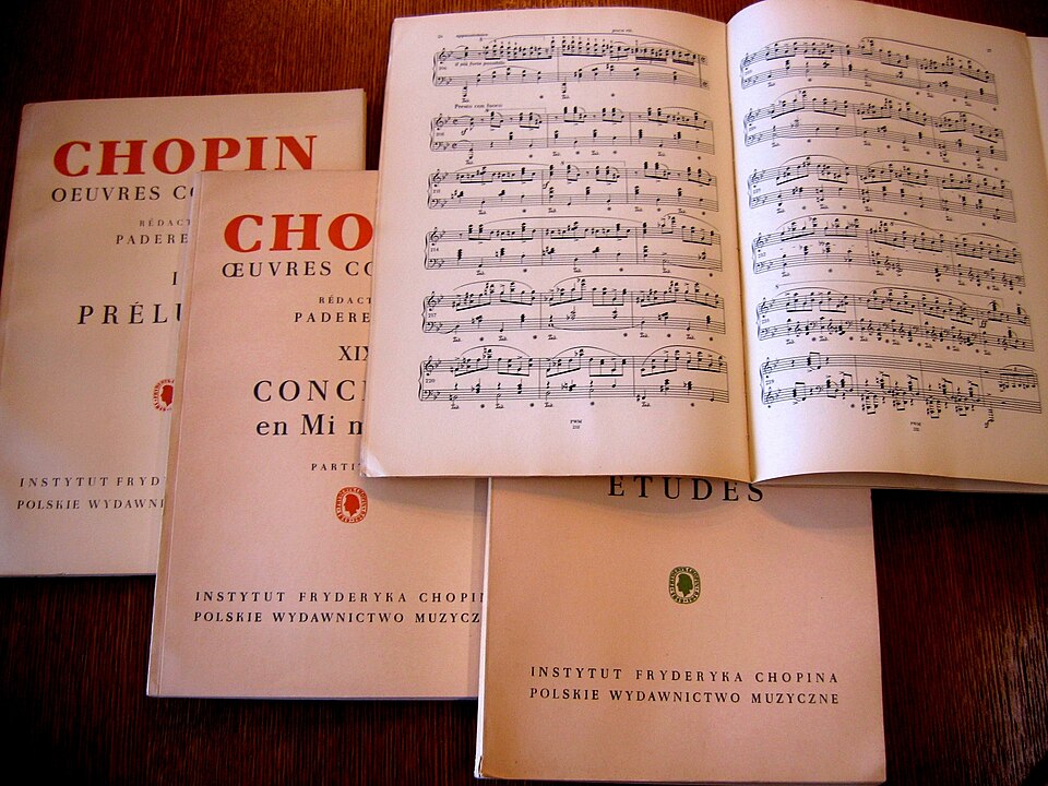 Printed copies of Chopin's music