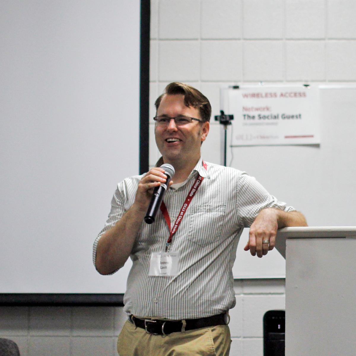Andrew Lavin speaking at an event