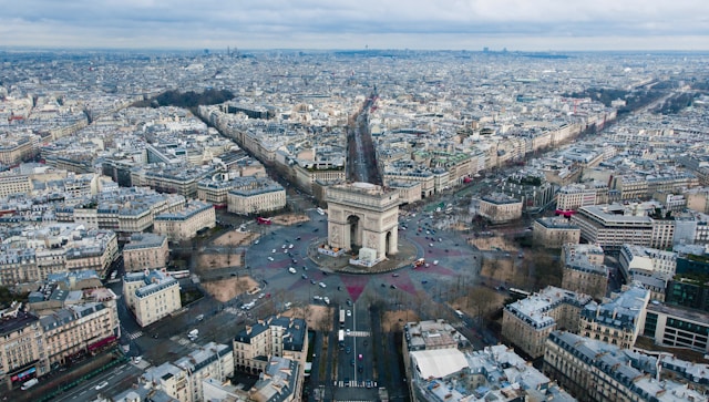 aerial view of Paris