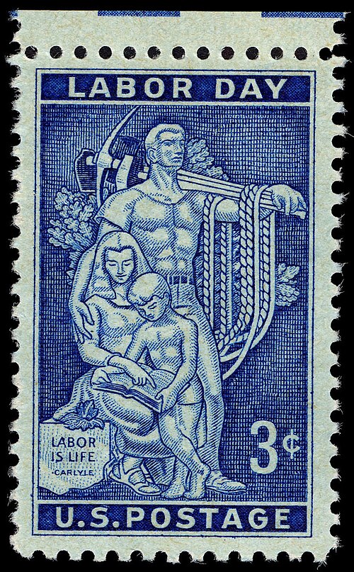 3-cent US postage stamp celebrating Labor Day