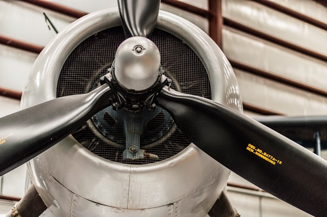 close-up of a plane's propeller