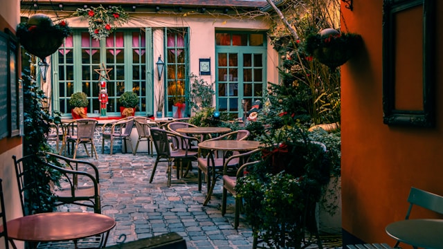 a courtyard in Rouen France