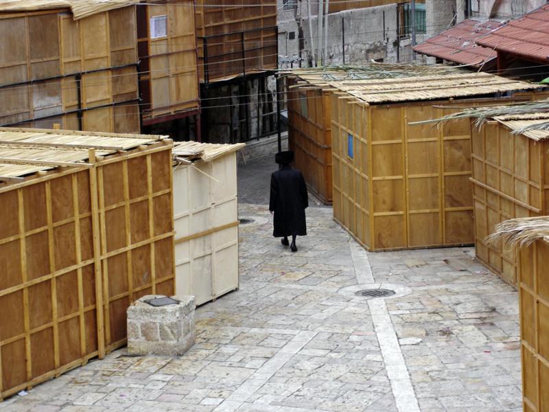 Sukkot in Meah Shearim neighborhood in Jerusalem Israel.