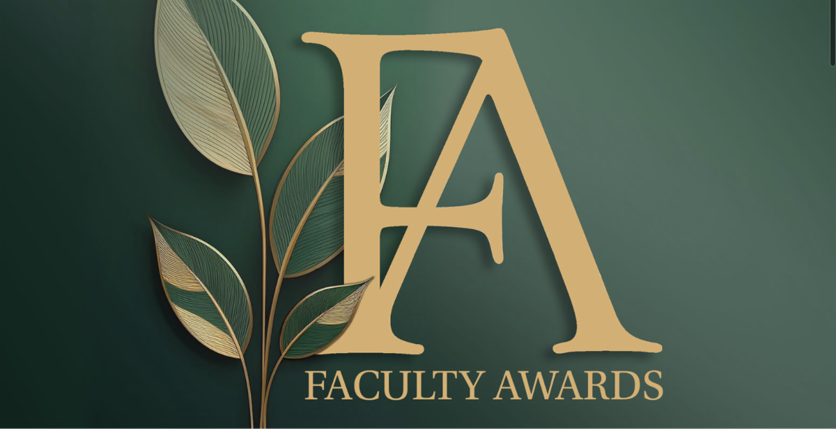 Auburn University Faculty Awards Ceremony art in dark green and with gold leaves