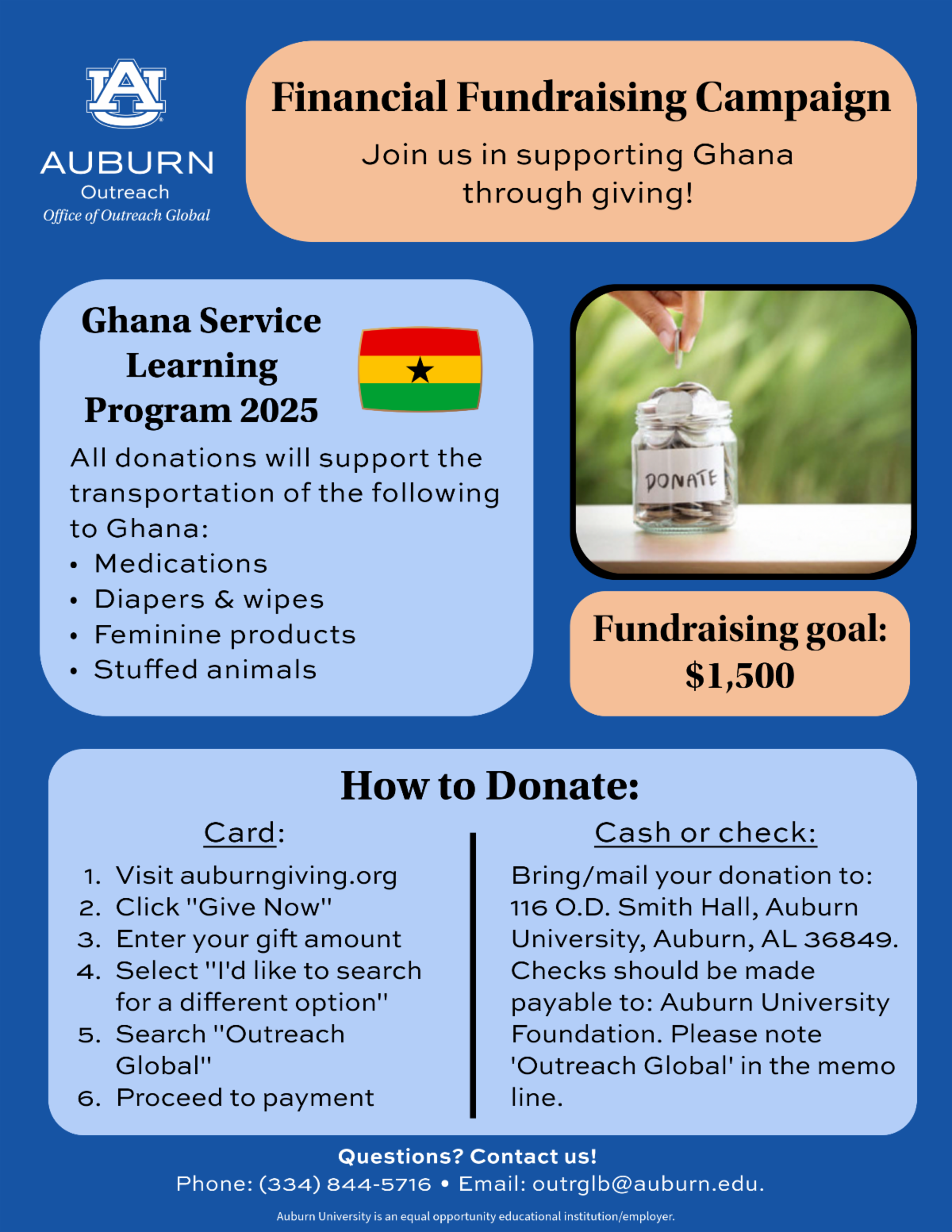 fundraising flyer for Outreach Global