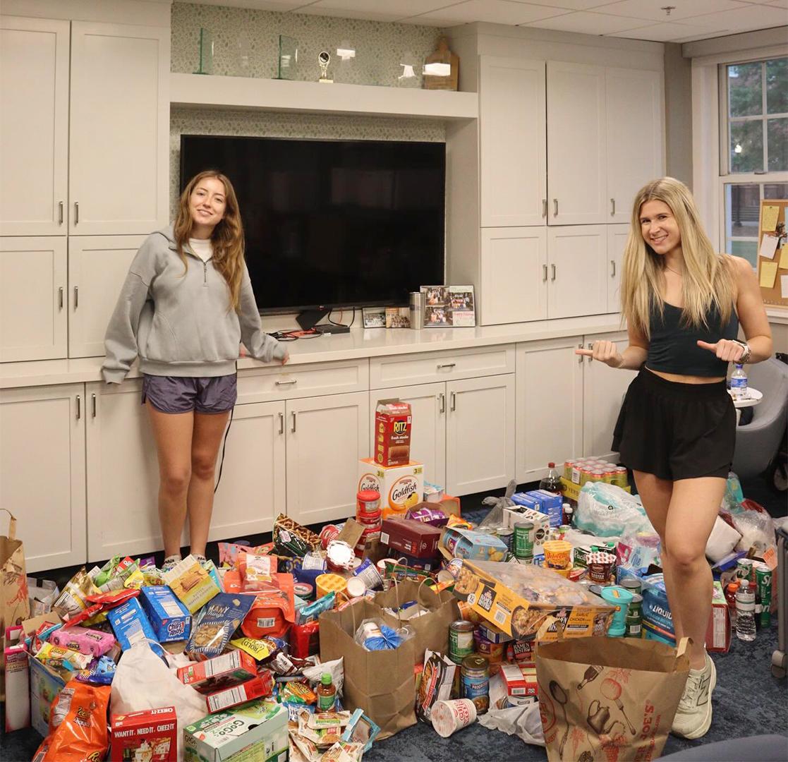 Campus Kitchen volunteers collect non-perishable food and donations left by students going home at the end of the semester.