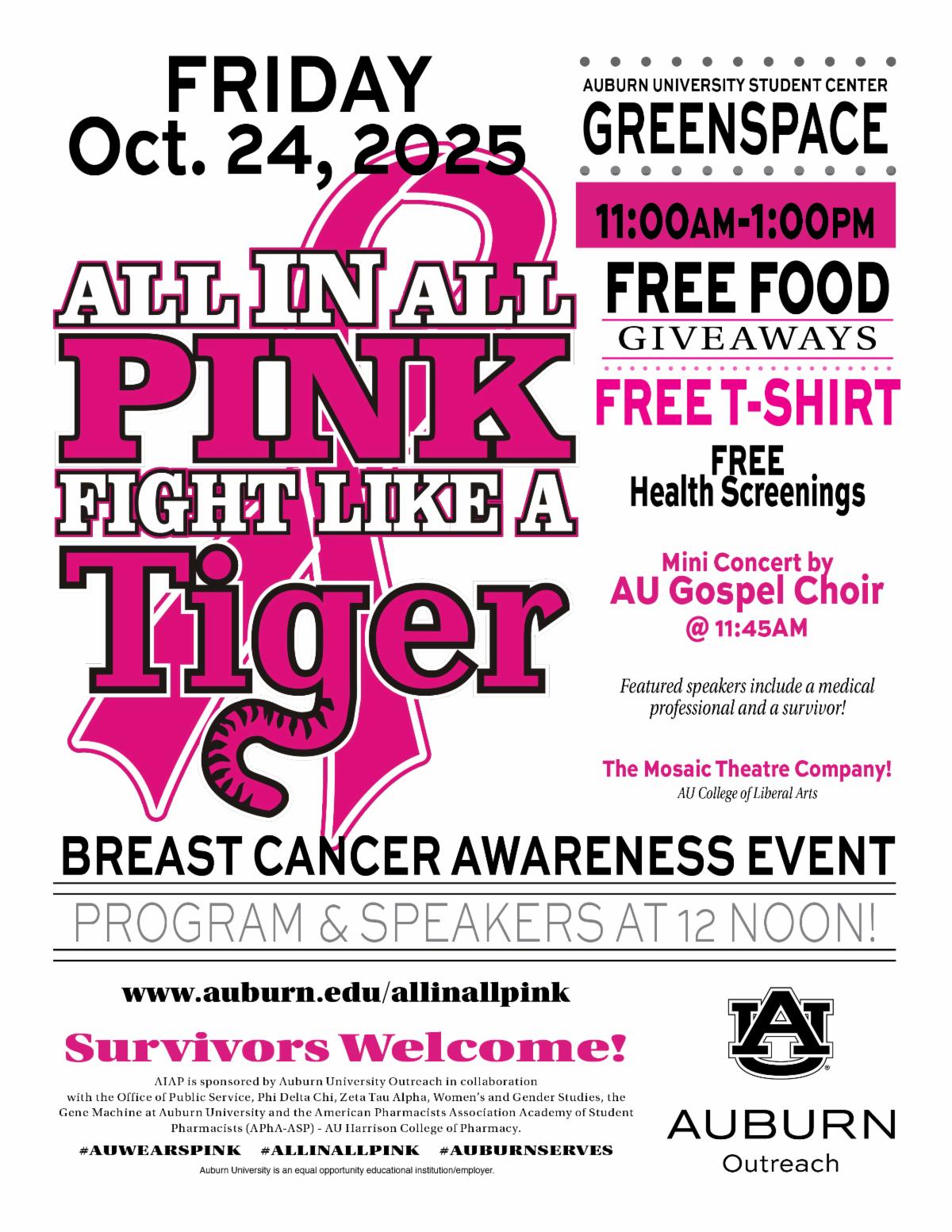 All In All Pink flyer for 2025 - Friday October 24th @11am