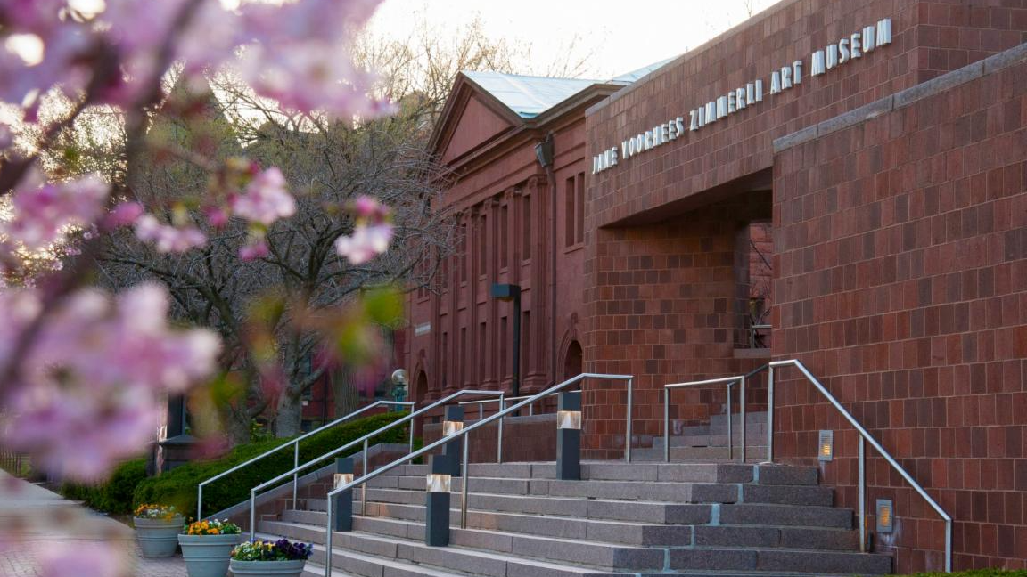 outside exterior of the zimmerli art museum located in new brunswick, nj. 